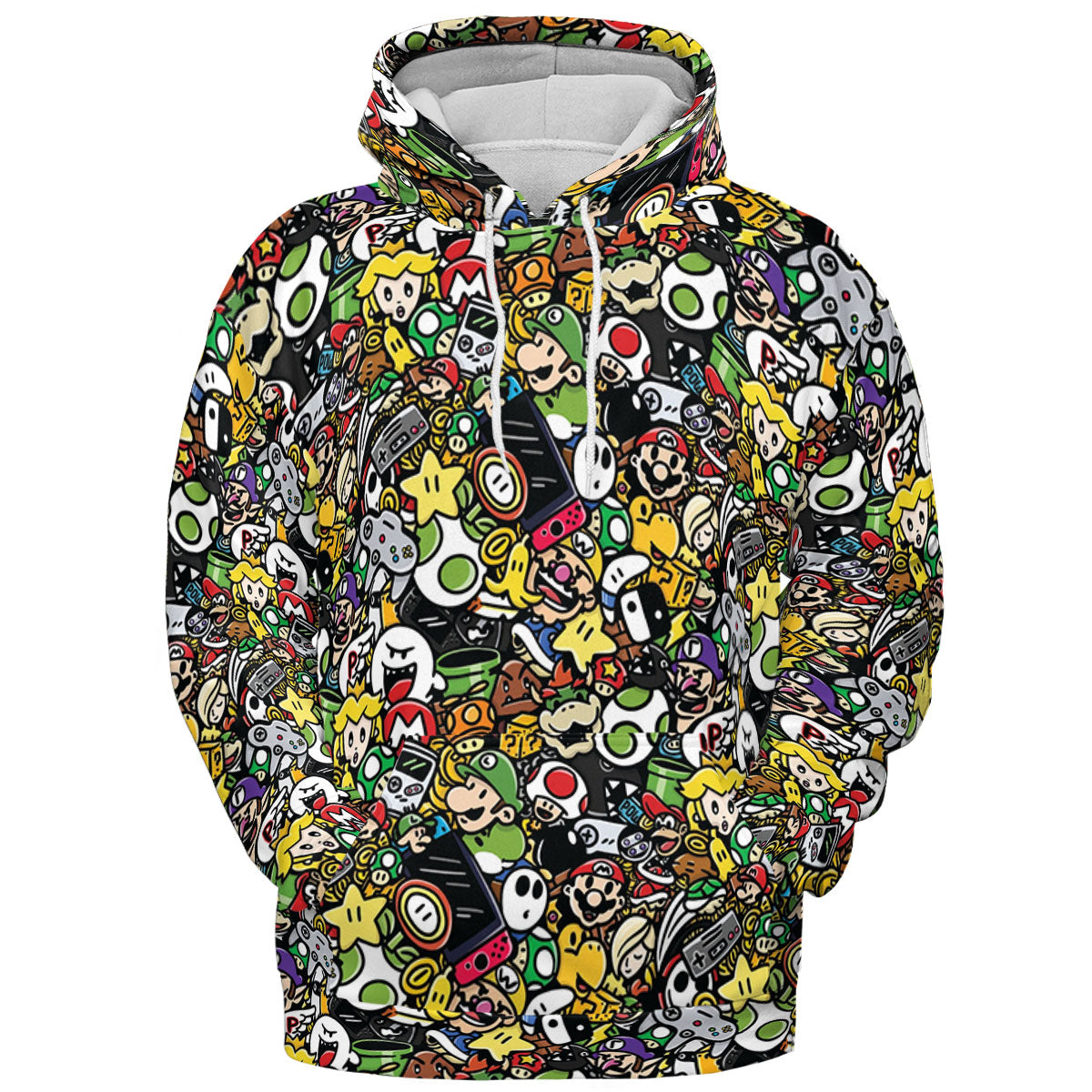 Super Mario Characters All In One Pattern All-over Print Hoodie