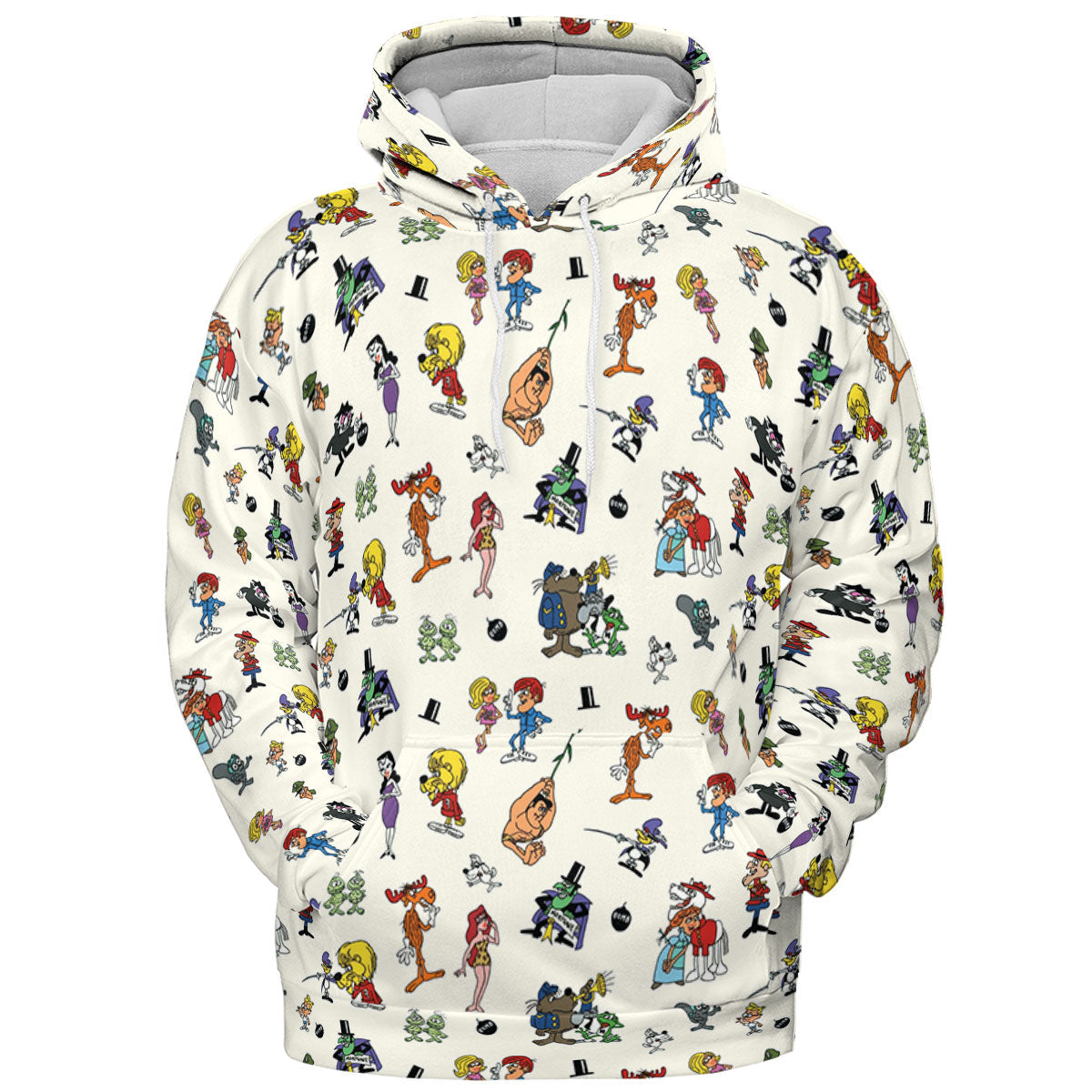 The Adventures of Rocky and Bullwinkle and Friends Characters Pattern All-over Print Hoodie
