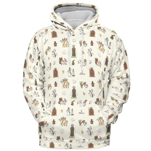 The Holy Grail Pattern Monty Python Button Down All-over Print Hoodie