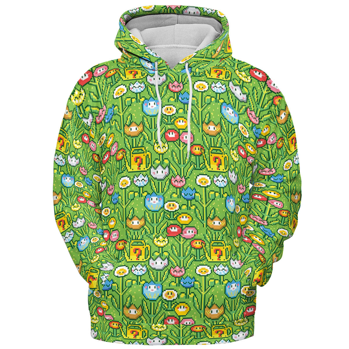 8bit Flower Garden Super Mario Pattern All-over Print Hoodie