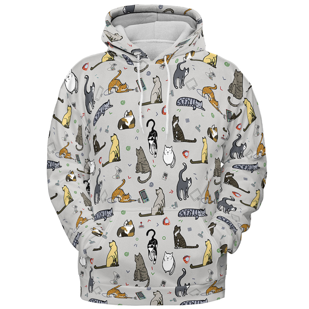 Cat the Gamer Pattern All-over Print Hoodie