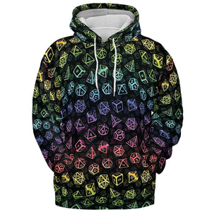 DnD Rainbow Dice Set Pattern All-over Print Hoodie