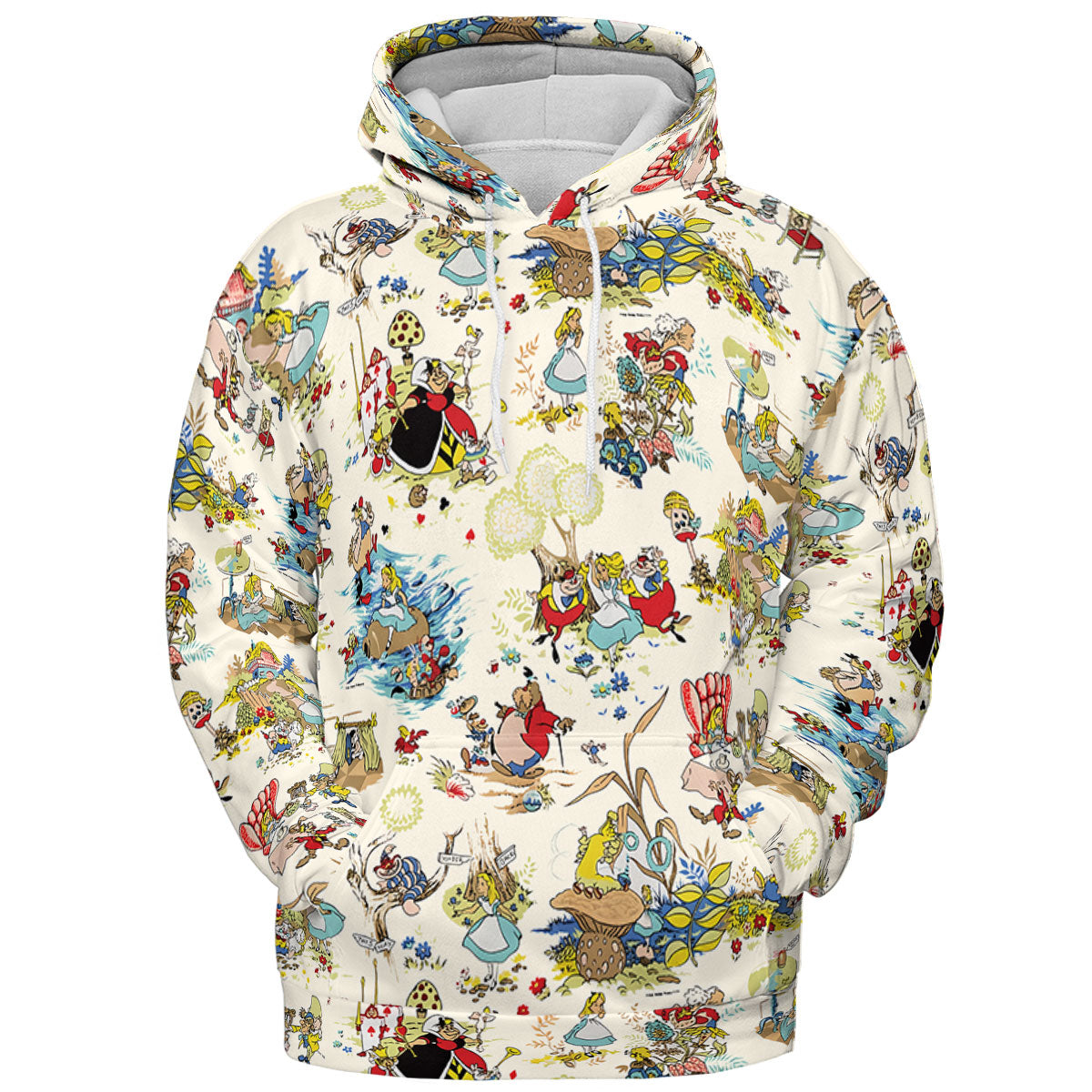 Alice In Wonderland Pattern All-over Print Hoodie