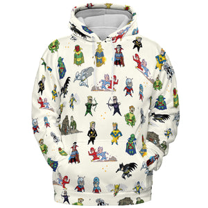 Chillin' and Battle Marvel vs DCU All-over Print Hoodie