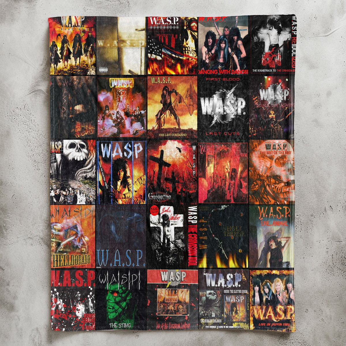 W.A.S.P. Sherpa Blanket A Heavy Metal Legacy Collage for True Shock Rock Fans