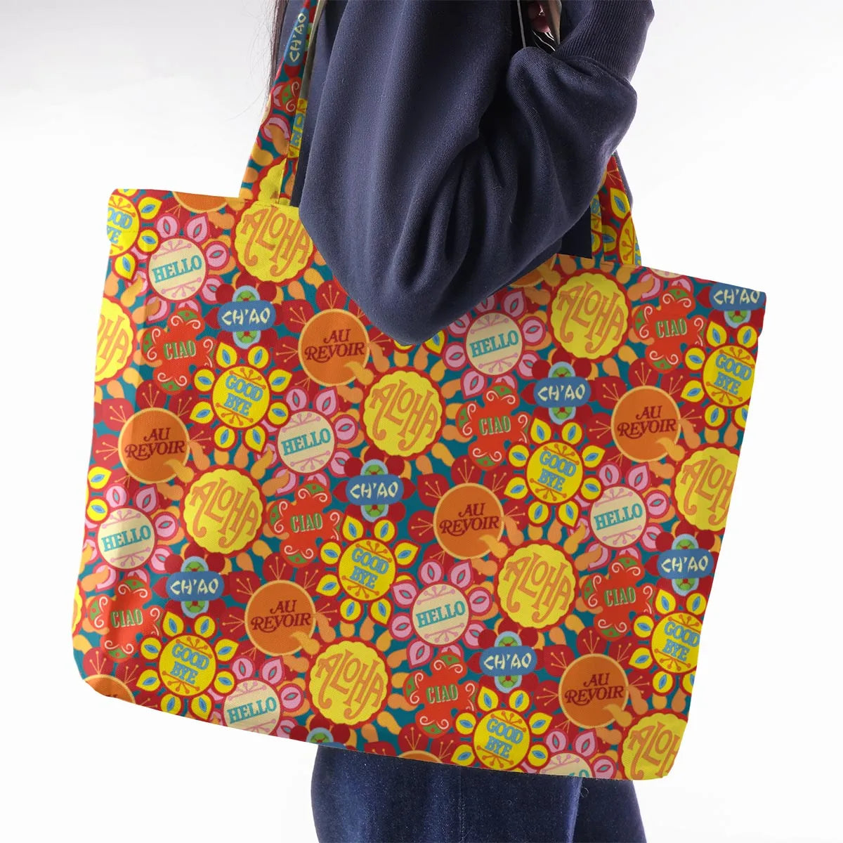 It's a Small World Flowers Large Tote Bag