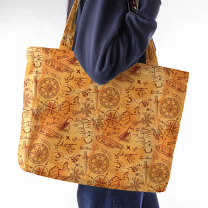 Vintage Adventure Map Indiana Jones Large Tote Bag