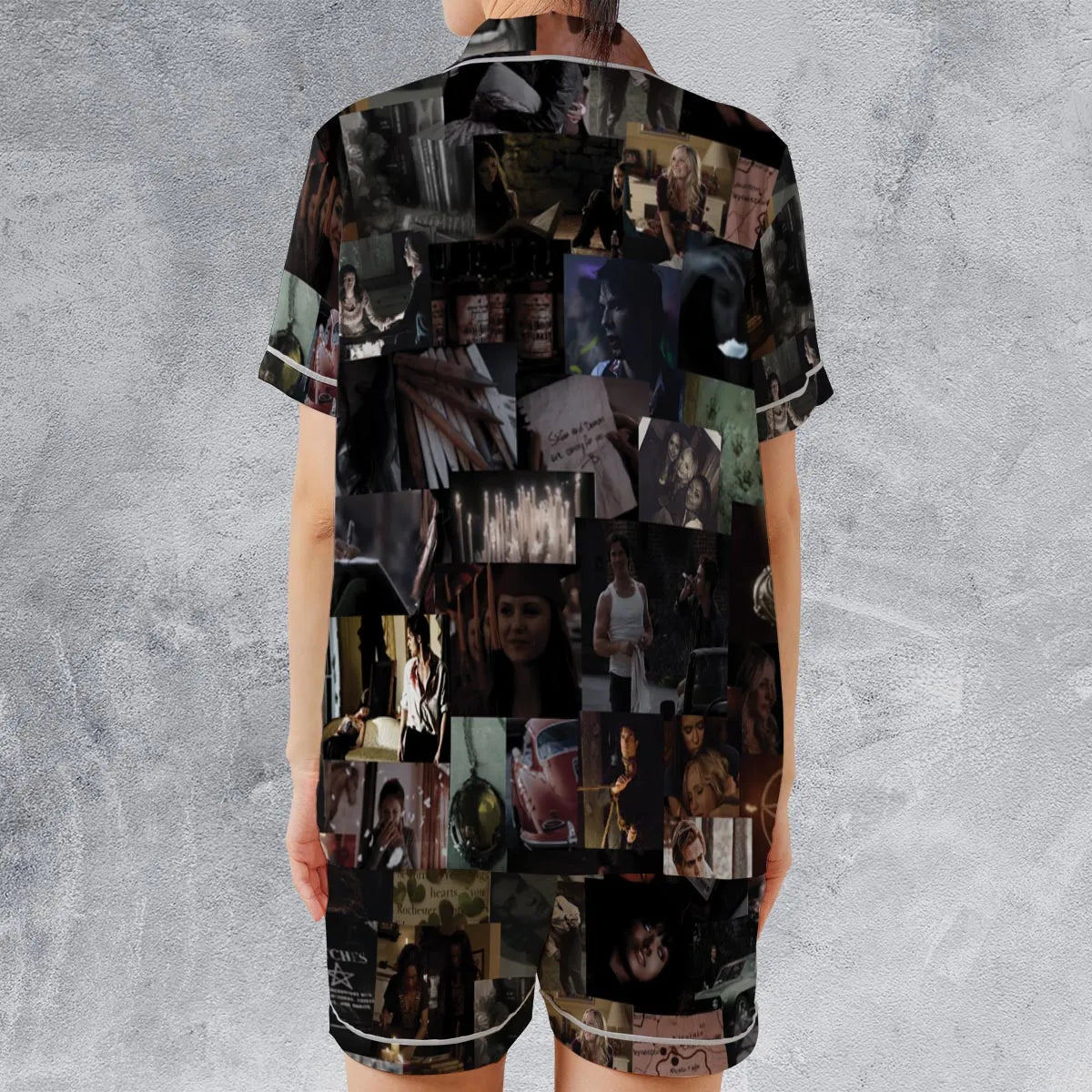 Memorable Vampire Moments The Vampire Diary Satin Short-Sleeve Pajamas Set