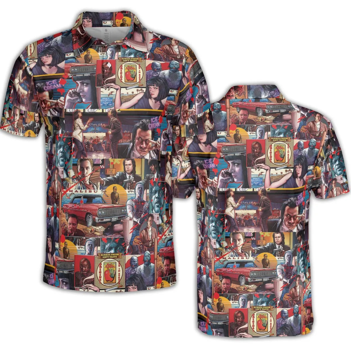 Retro Scenes Mia Wallace Vincent Vega Jules Winnfields Pulp Fiction AOP Men/Women Polo Shirt