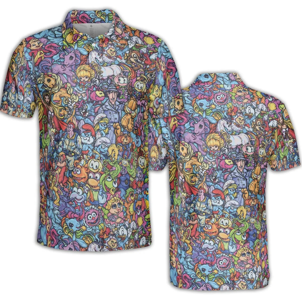 80s Throwback Cartoon Pattern AOP Men/Women Polo Shirt