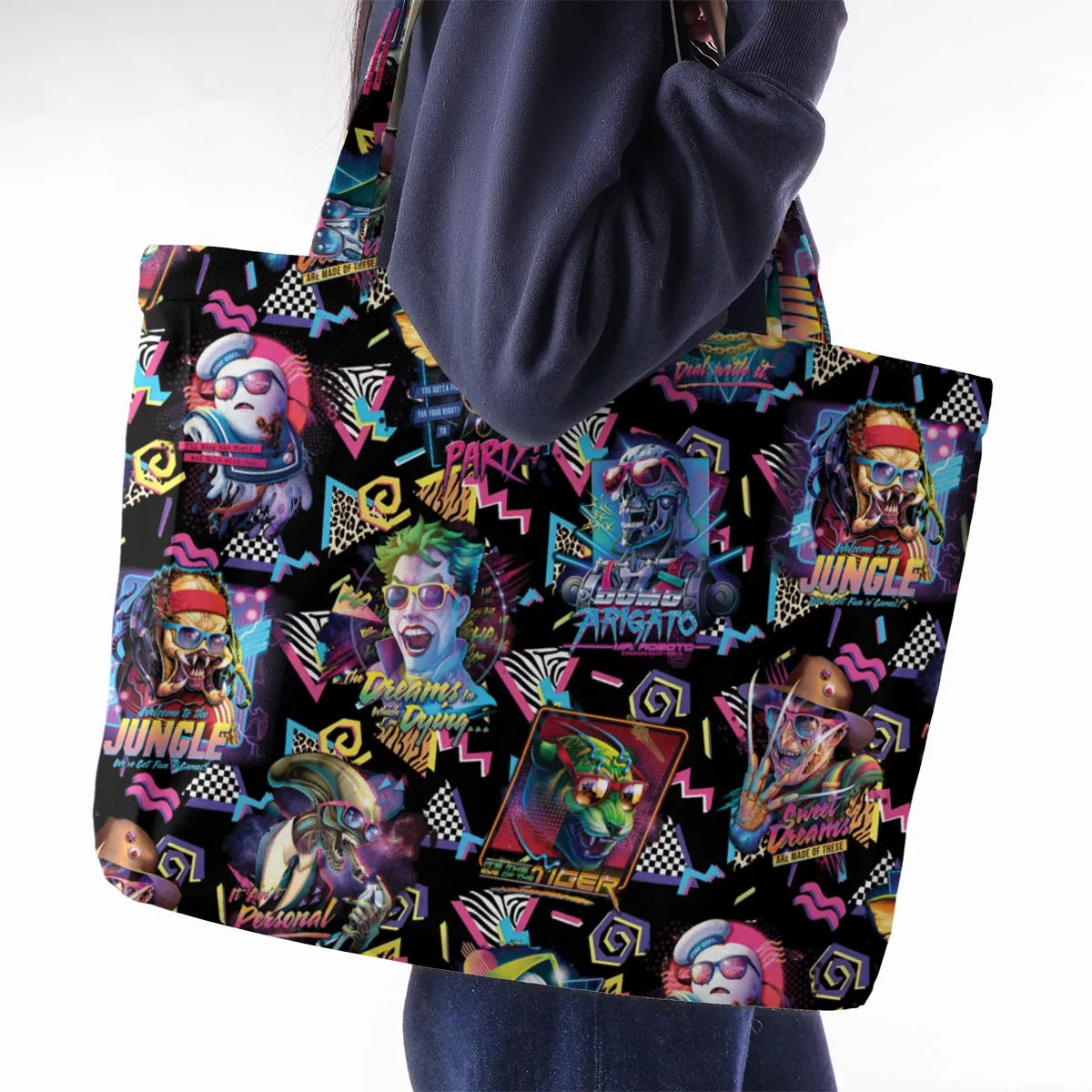 Retro Horror Characters Halloween Large Tote Bag