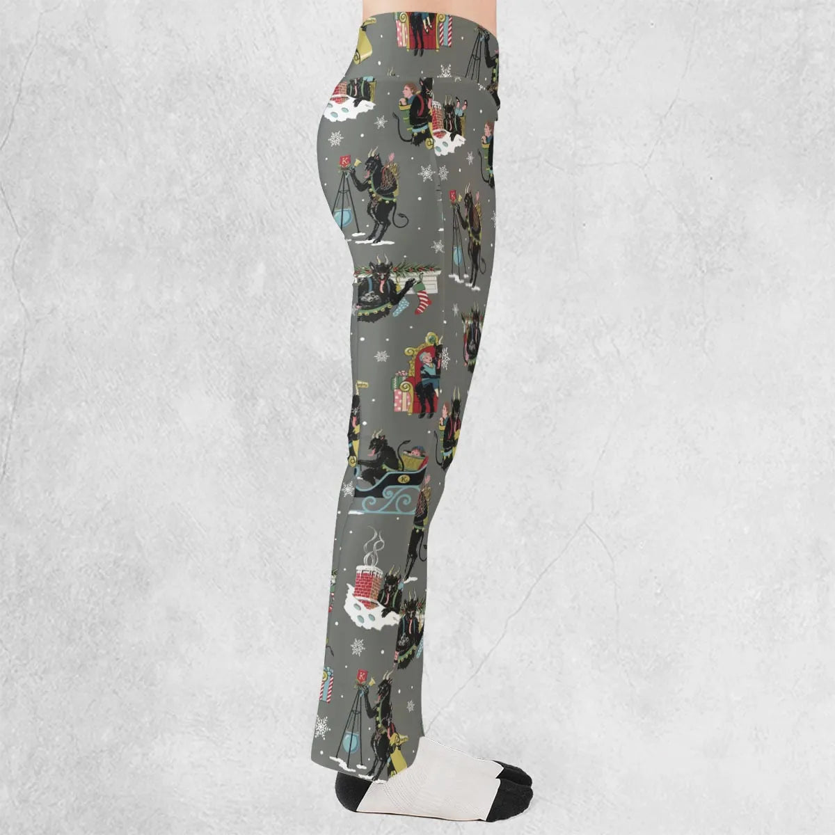 Unusual Christmas Krampus Flare Leggings
