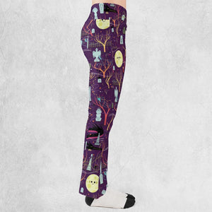 Nostalgic 80s 90s Spooky Scene Flare Leggings