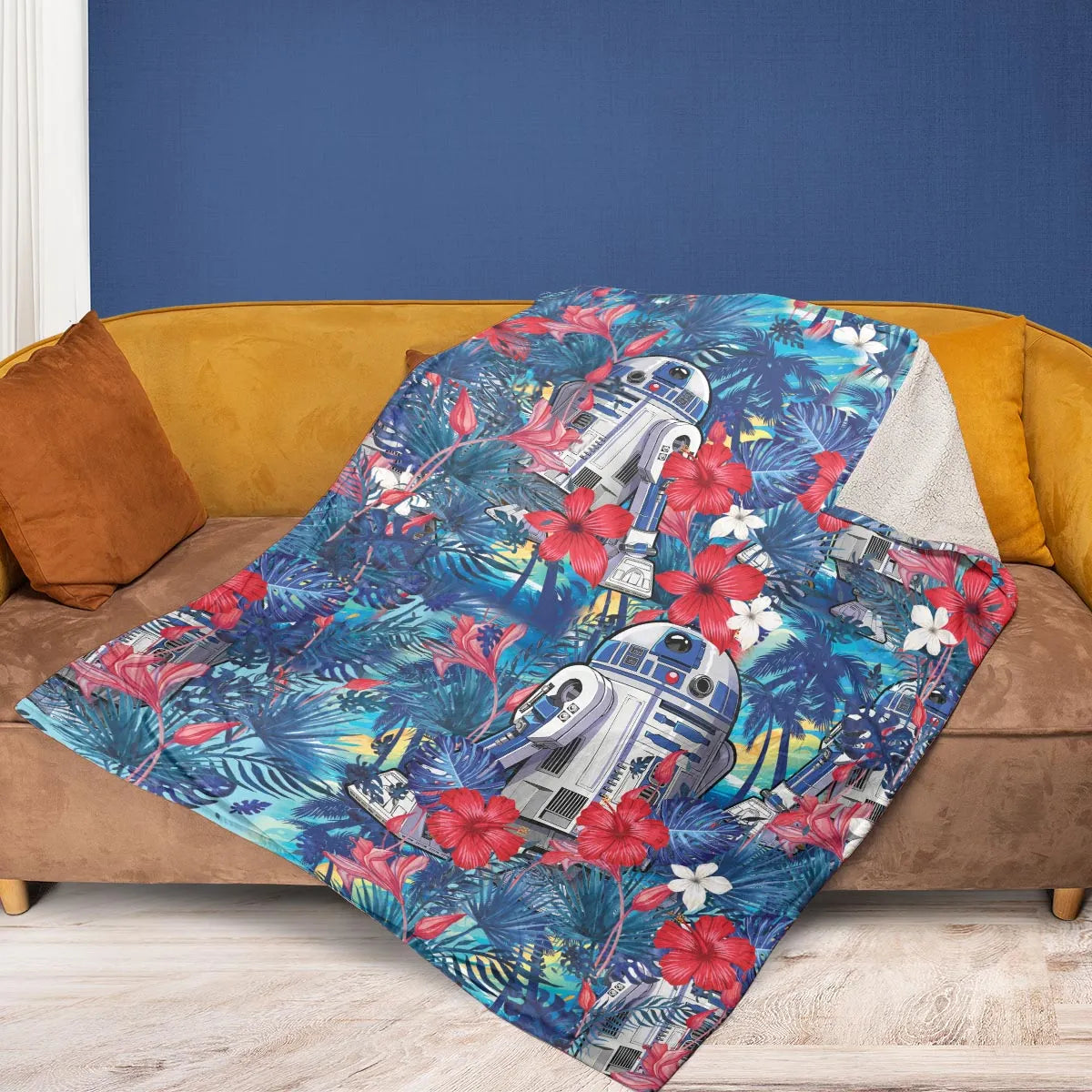 Summer Vacation R2 D2 Tropical Fleece Blanket