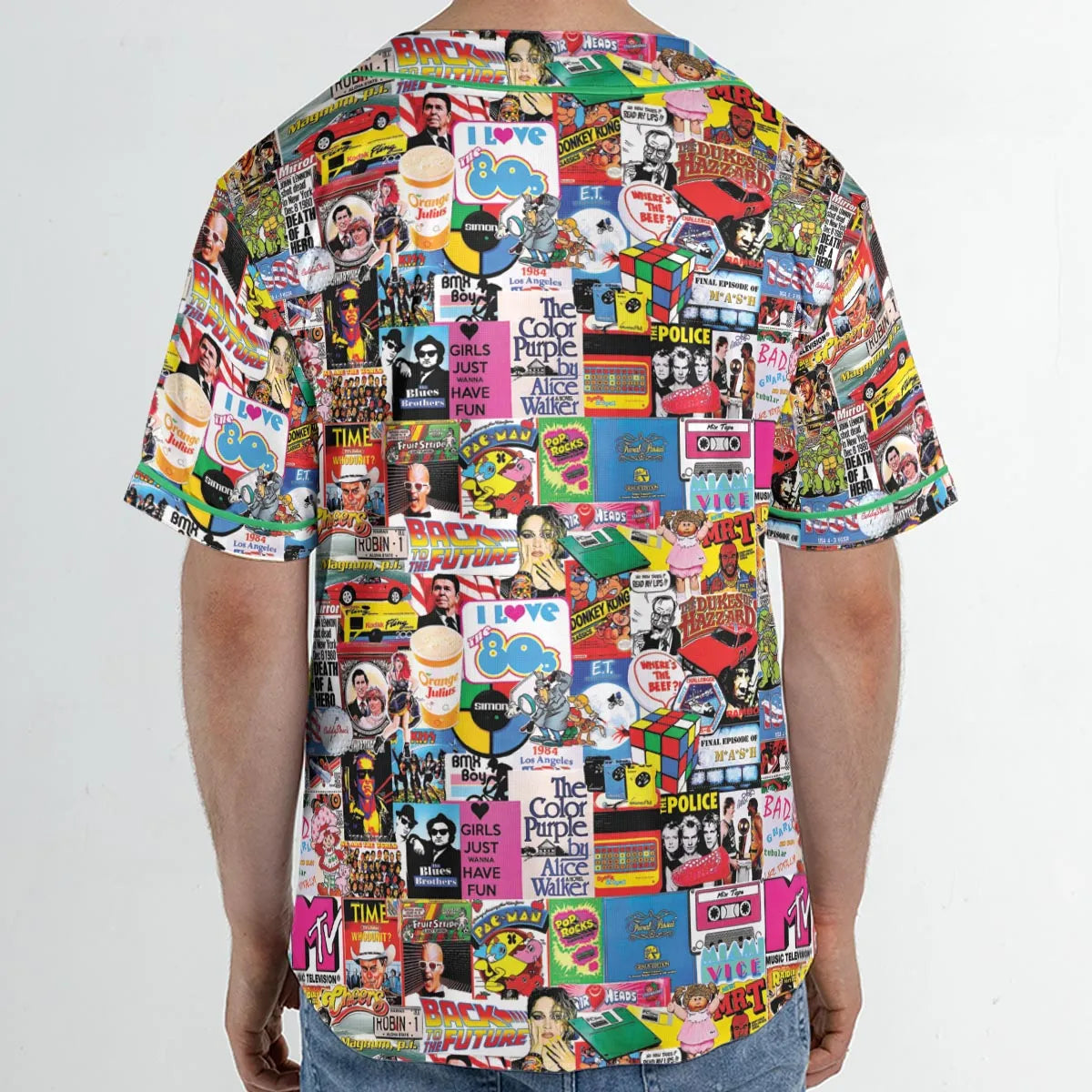I heart 80s Collage Mr. T Back To the Future Pac-man Unisex Baseball Jersey