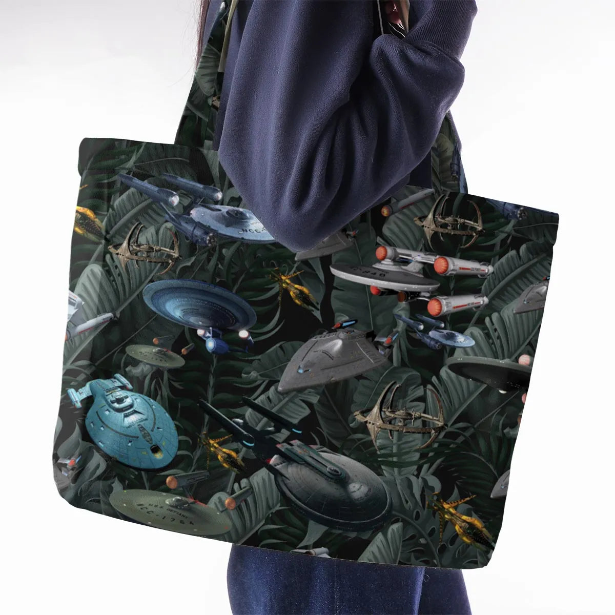 Star Trek Spaceship Pattern Large Tote Bag