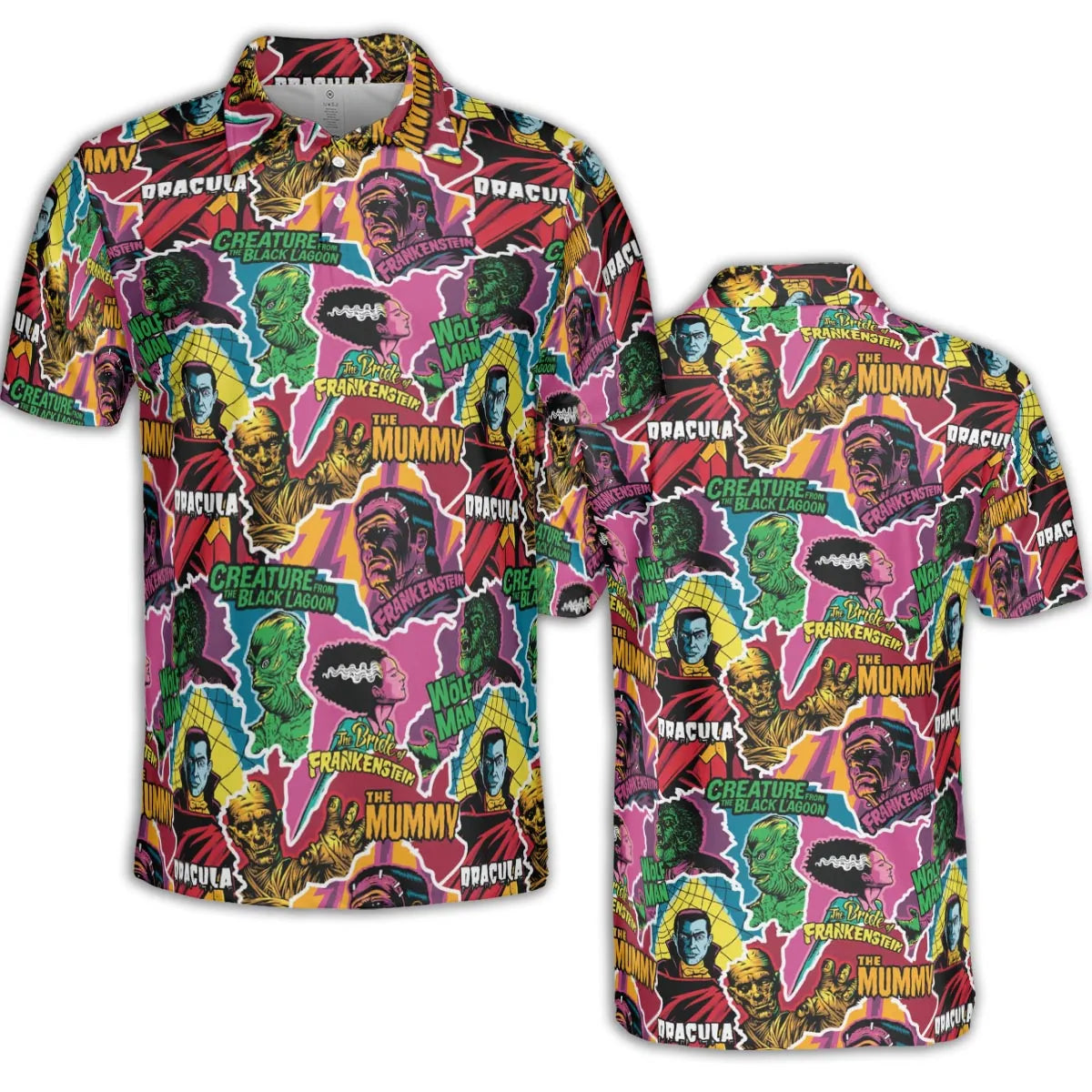 Monsters Pop Collage Universal Monsters AOP Men/Women Polo Shirt