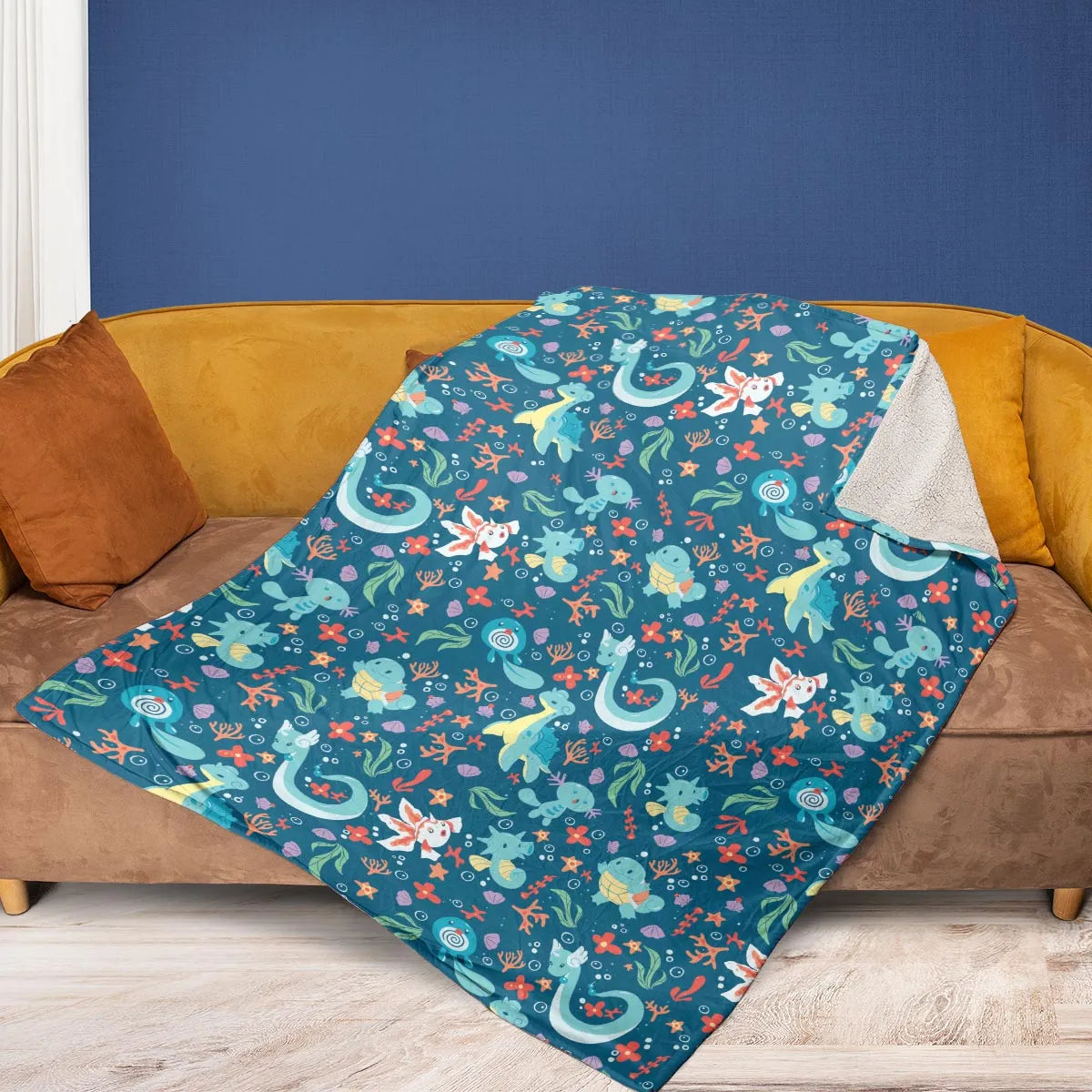 Water Pokemon Pattern Fleece Blanket