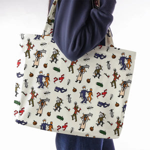 Horror Movie Pop Characters Pattern Large Tote Bag