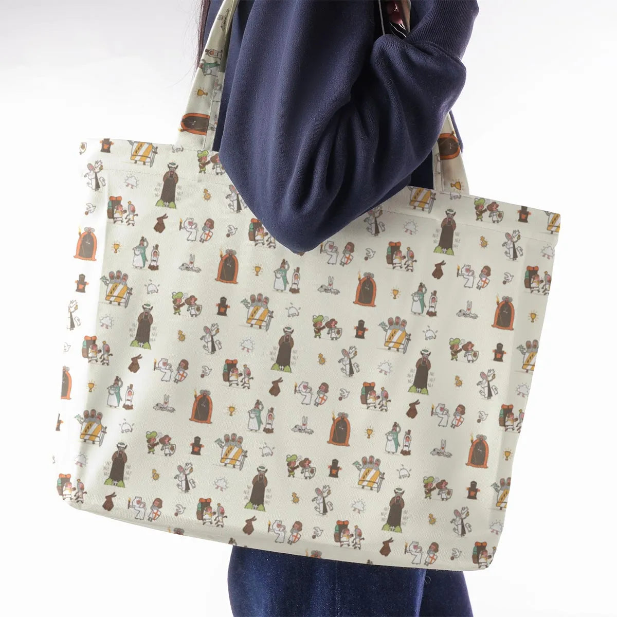The Holy Grail Pattern Monty Python Button Down Large Tote Bag