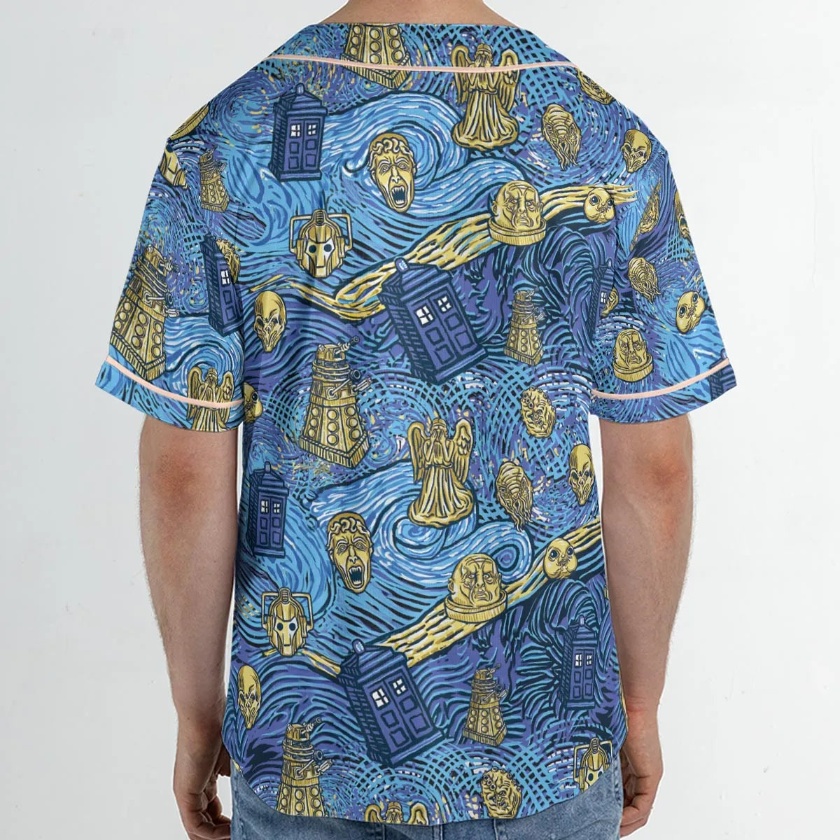 Starry Night Tardis Doctor Who Unisex Baseball Jersey