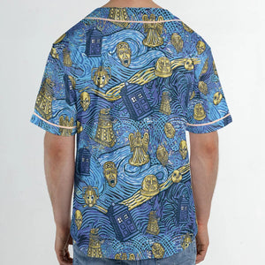 Starry Night Tardis Doctor Who Unisex Baseball Jersey