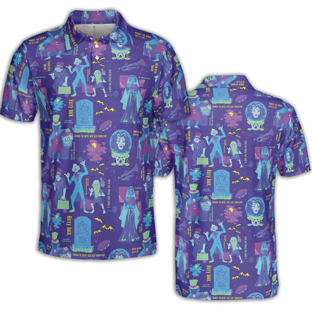 Happy Haunts Journal Haunted Mansion AOP Men/Women Polo Shirt