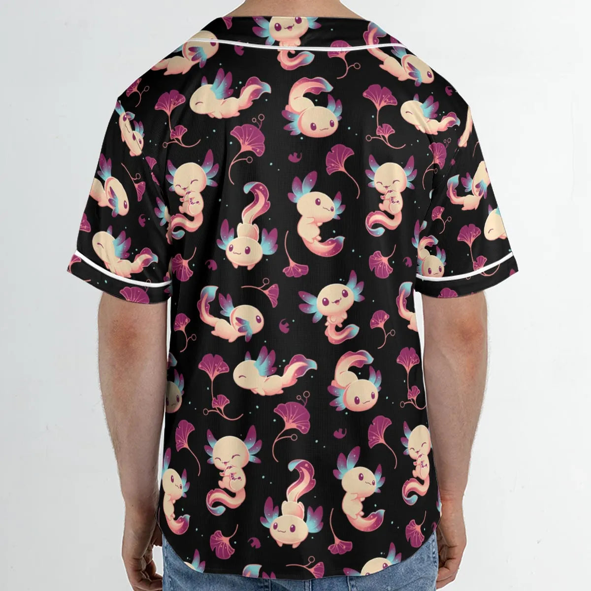 Axolotl Wonders Cute Salamanders Pattern Unisex Baseball Jersey