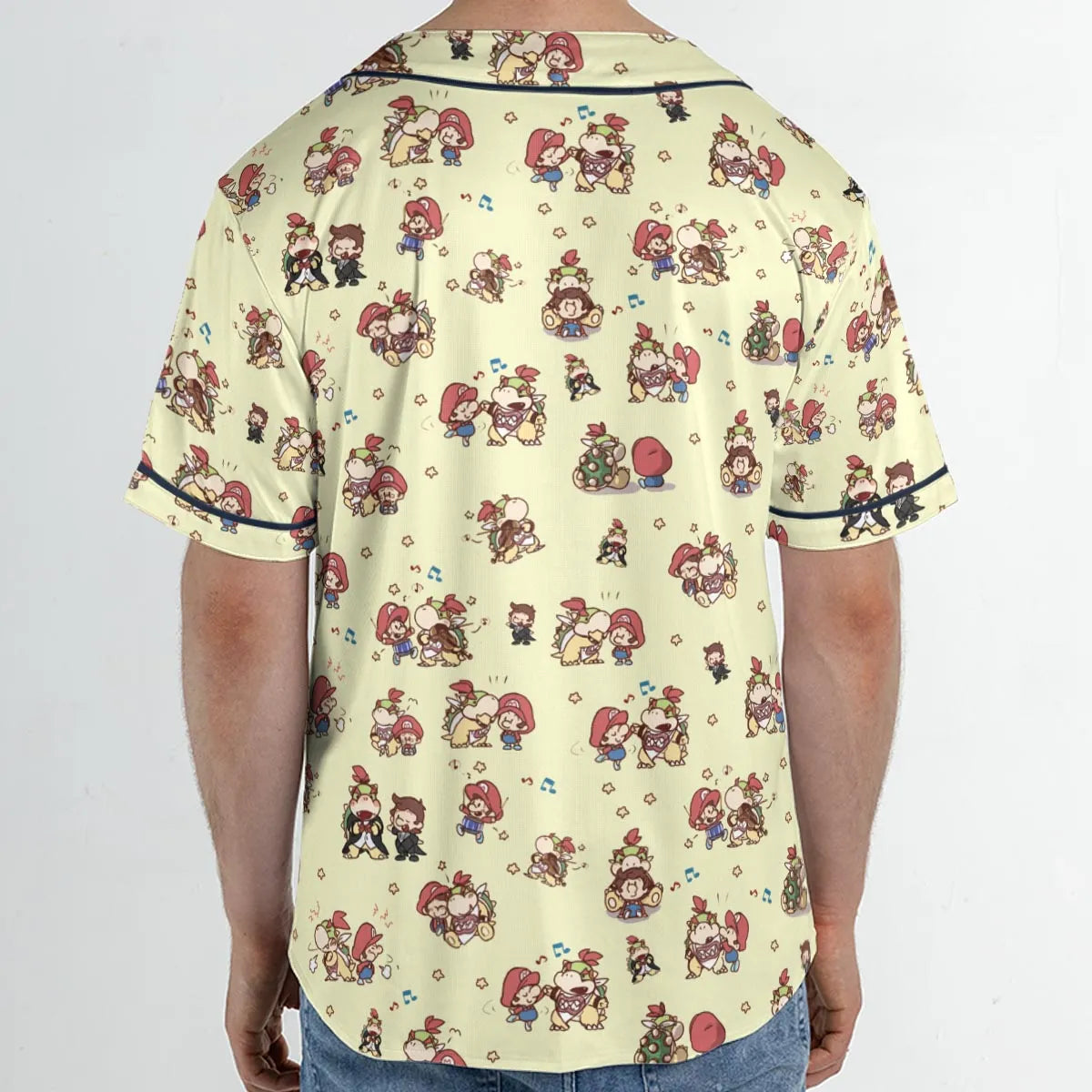 So Cute Bowser and Mario Pattern Unisex Baseball Jersey