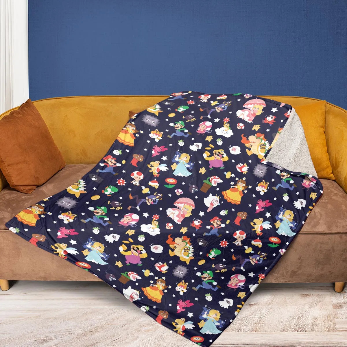 Mushroom Kingdom Super Mario Fleece Blanket