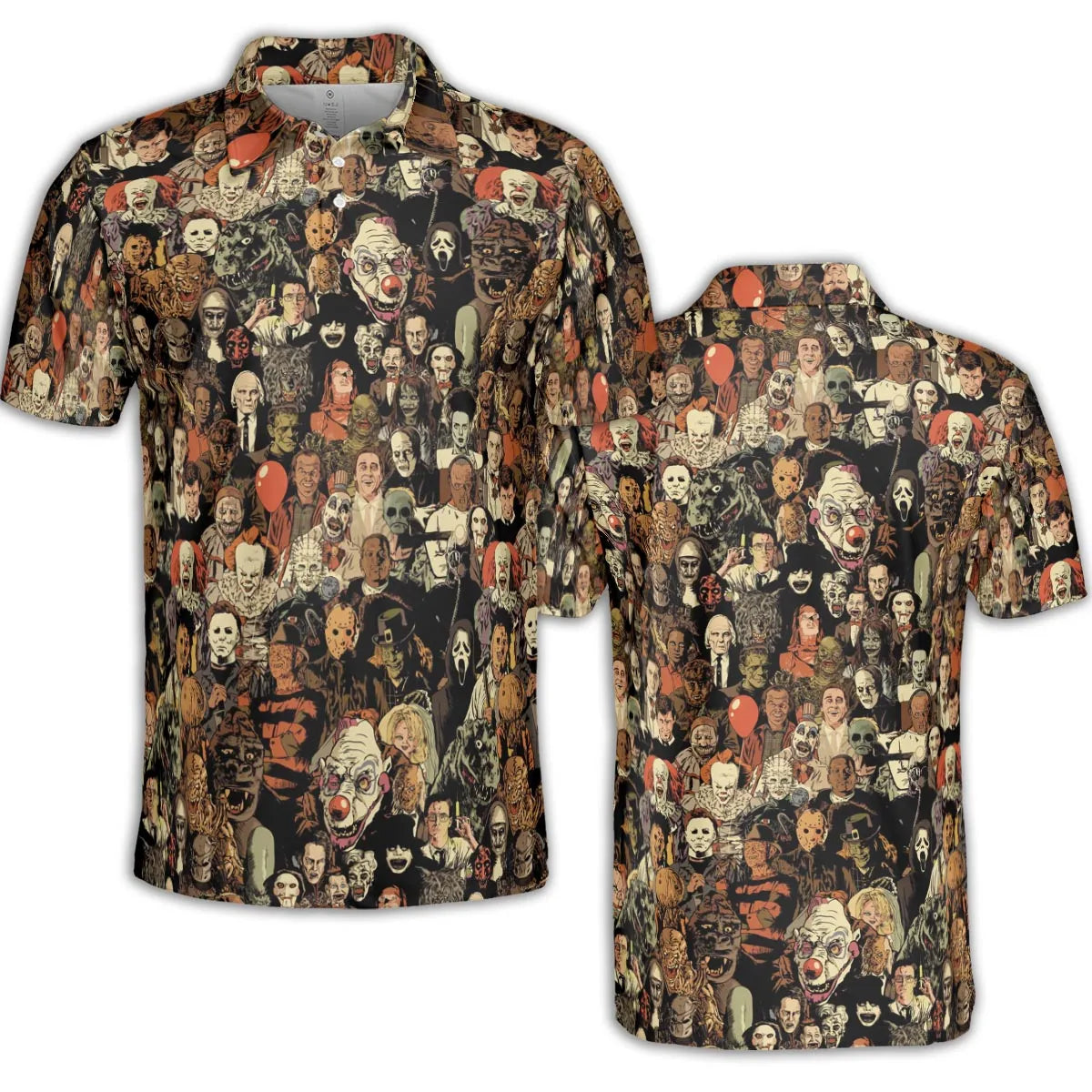 Horror Movie Characters Halloween Pattern AOP Men/Women Polo Shirt