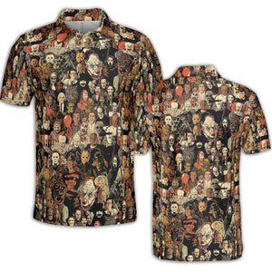 Horror Movie Characters Halloween Pattern AOP Men/Women Polo Shirt