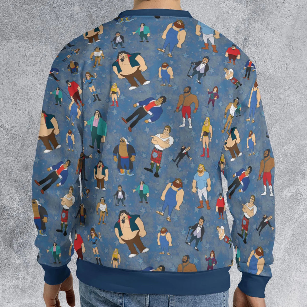 80s Hulk Rock 'n' Wrestling Characters All-over Print Sweatshirt