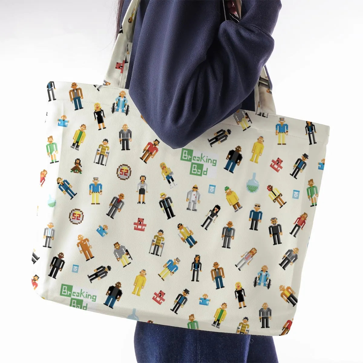 Breaking Bad in Pixels Pattern Large Tote Bag