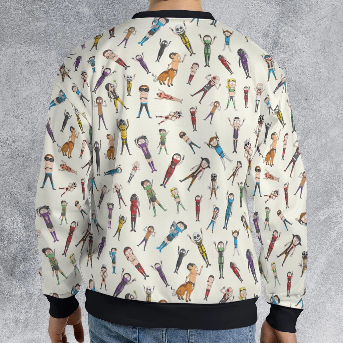 Morty Kombat Morty and Mortal Kombat Mashup All-over Print Sweatshirt