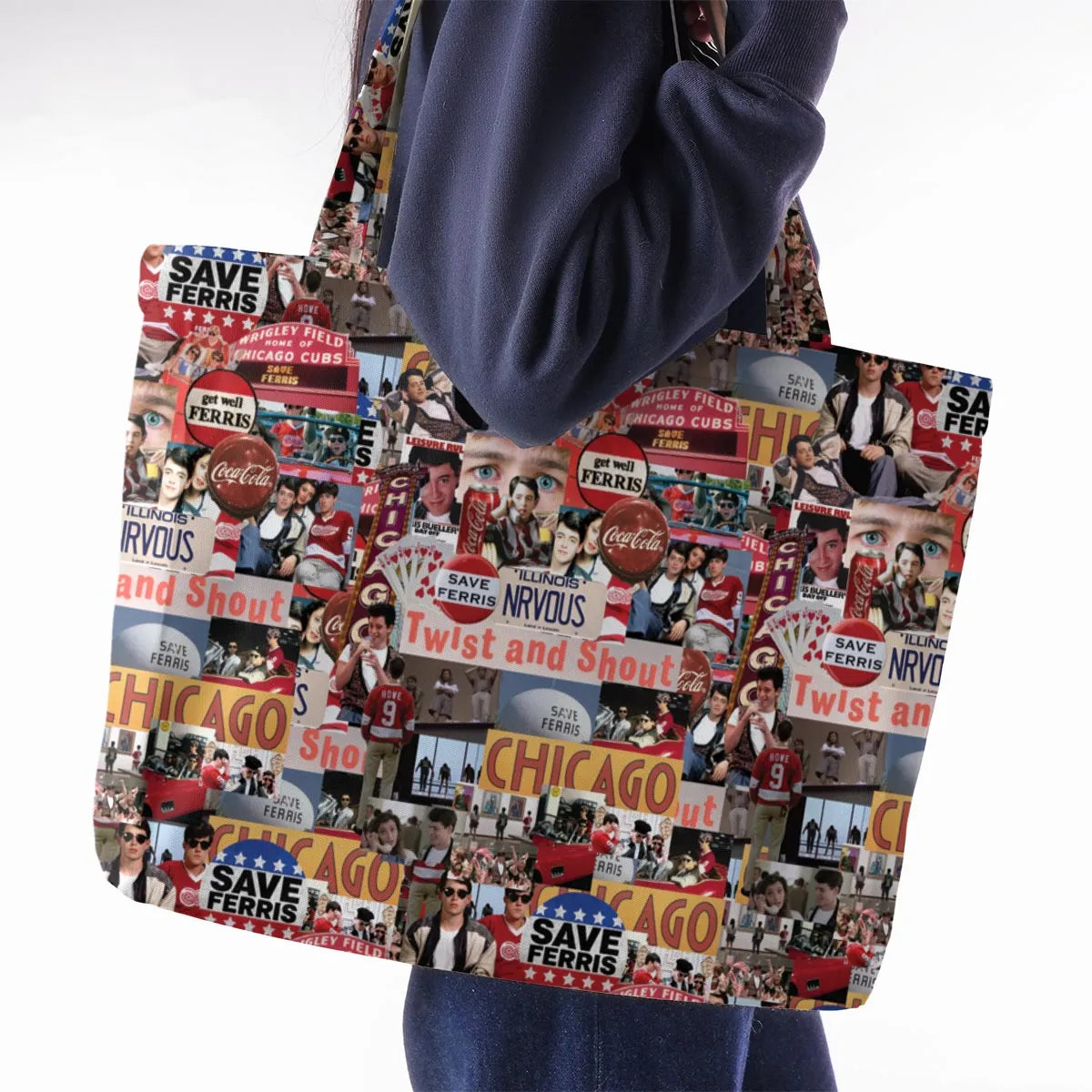 Vintage Aesthetic Ferris Bueller's Day Off Large Tote Bag