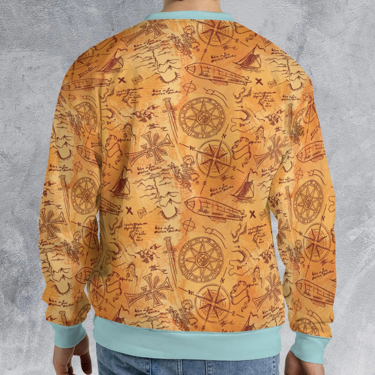 Vintage Adventure Map Indiana Jones All-over Print Sweatshirt