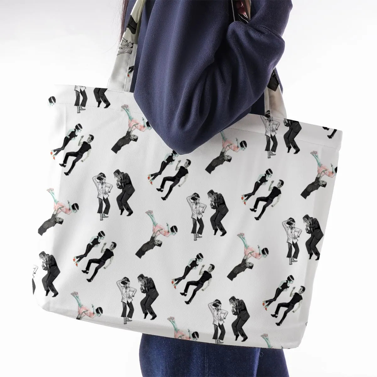 Frankenstein And Bride Movie Dance Scenes Large Tote Bag