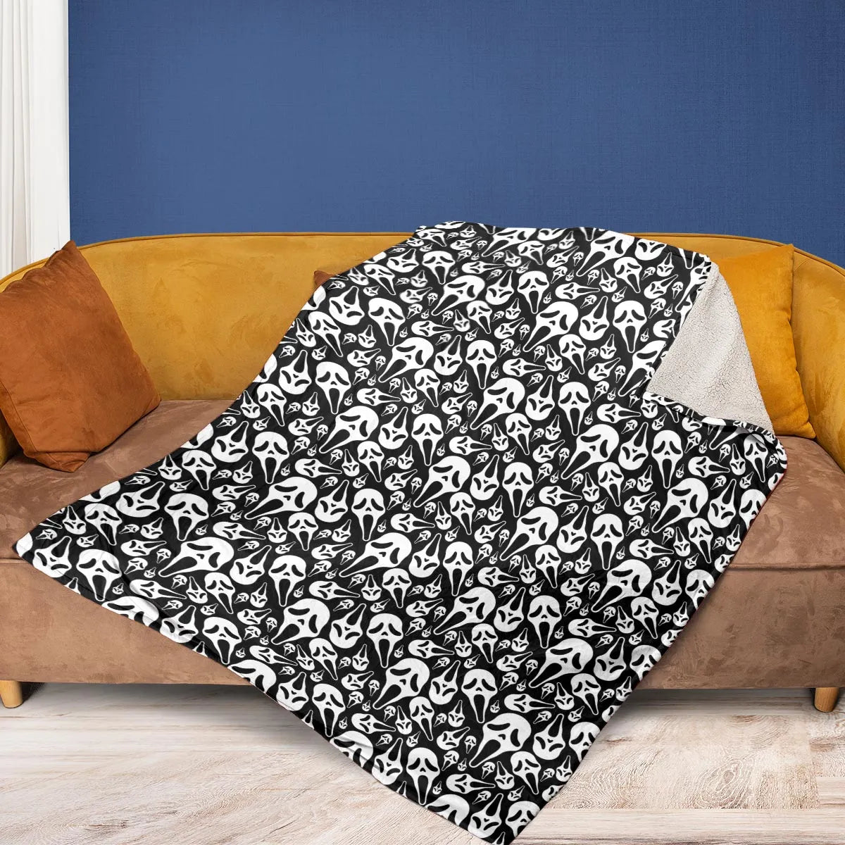 Ghostface Horror Movie Pattern Halloween Fleece Blanket