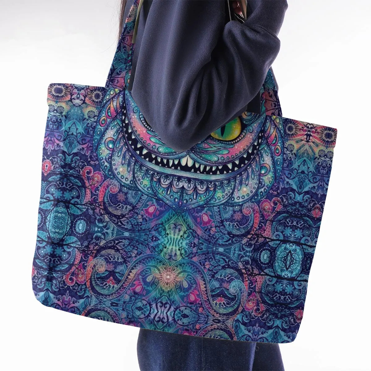 Cheshire Cat Alice In Wonderland Large Tote Bag