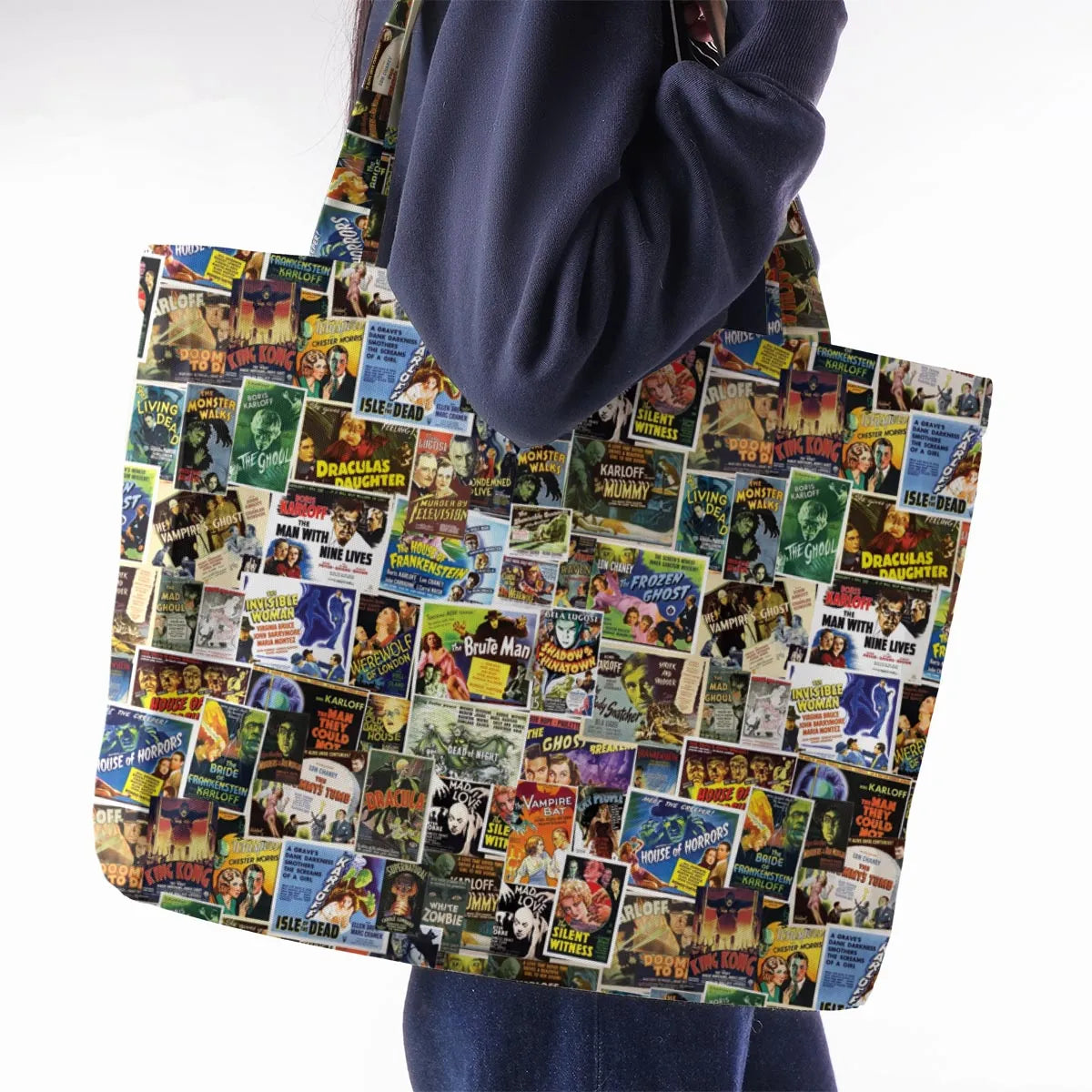 Vintage Horror Movies Large Tote Bag