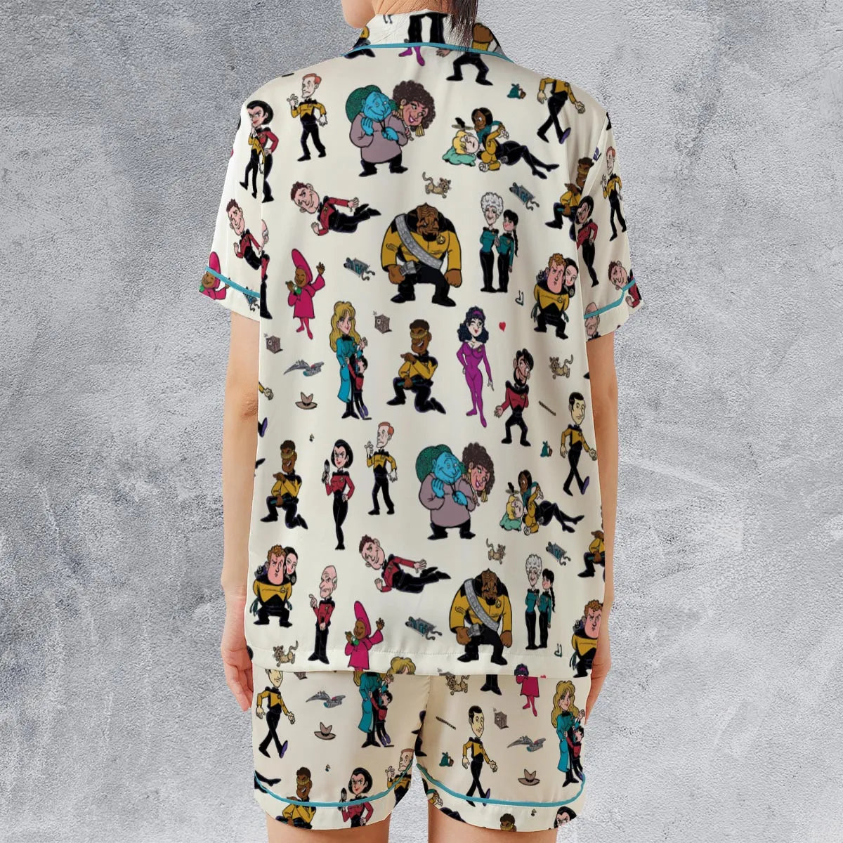 Star Trek TNG Tribute Satin Short-Sleeve Pajamas Set