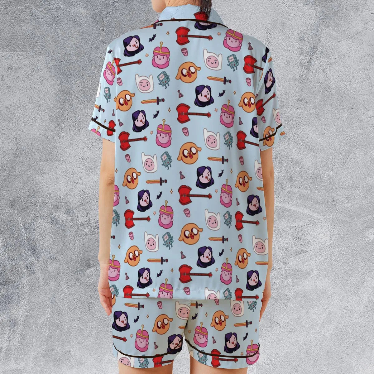 The Gang Adventure Time Satin Short-Sleeve Pajamas Set