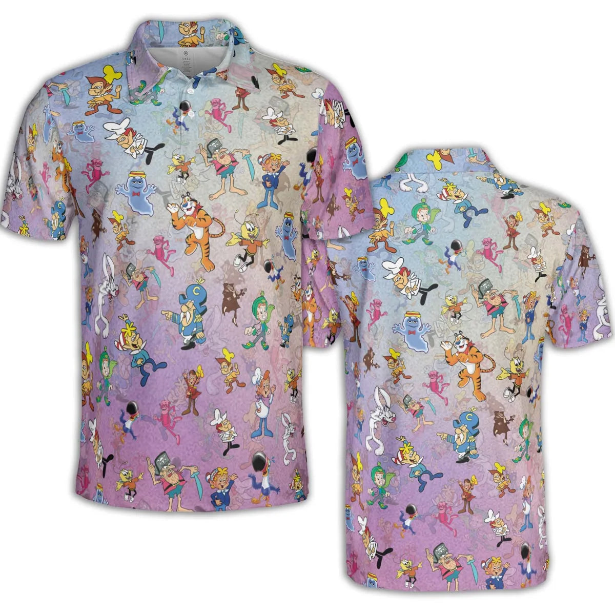 80s 90s Commercial Cereal Mascots AOP Men/Women Polo Shirt