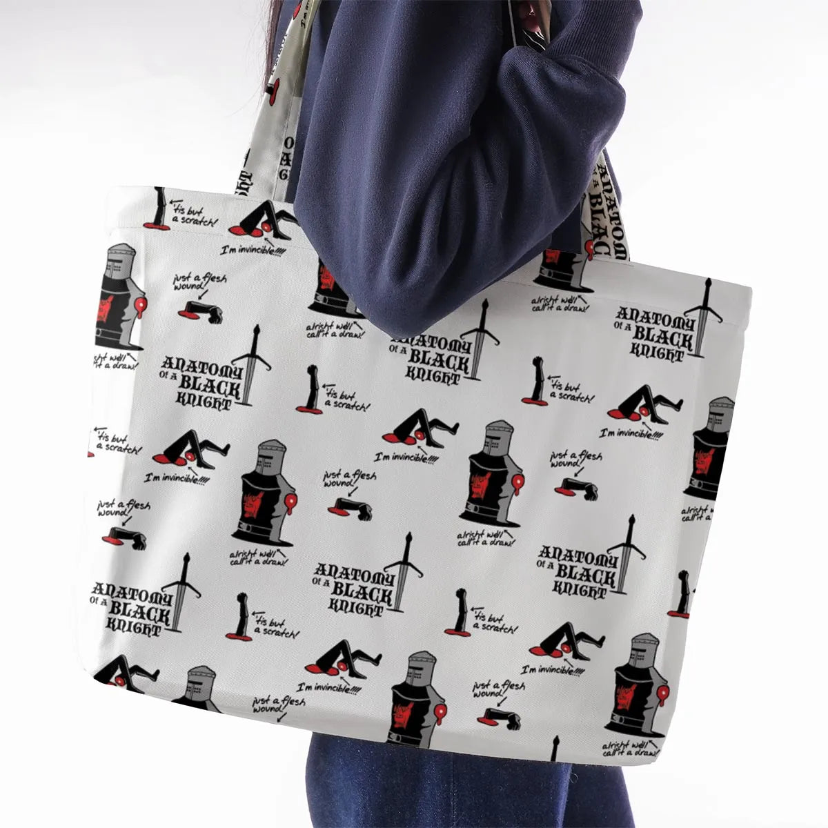 Tis but a scratch Black Knight Monty Python And The Holy Grail Large Tote Bag