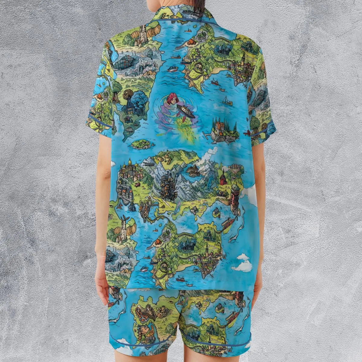 Ghibli Land Satin Short-Sleeve Pajamas Set