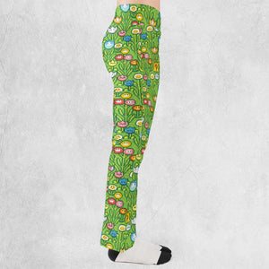 8bit Flower Garden Super Mario Pattern Flare Leggings