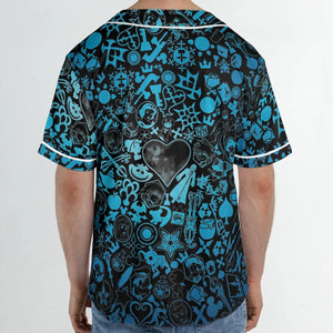 Blue Key Heart Kingdom Hearts Unisex Baseball Jersey