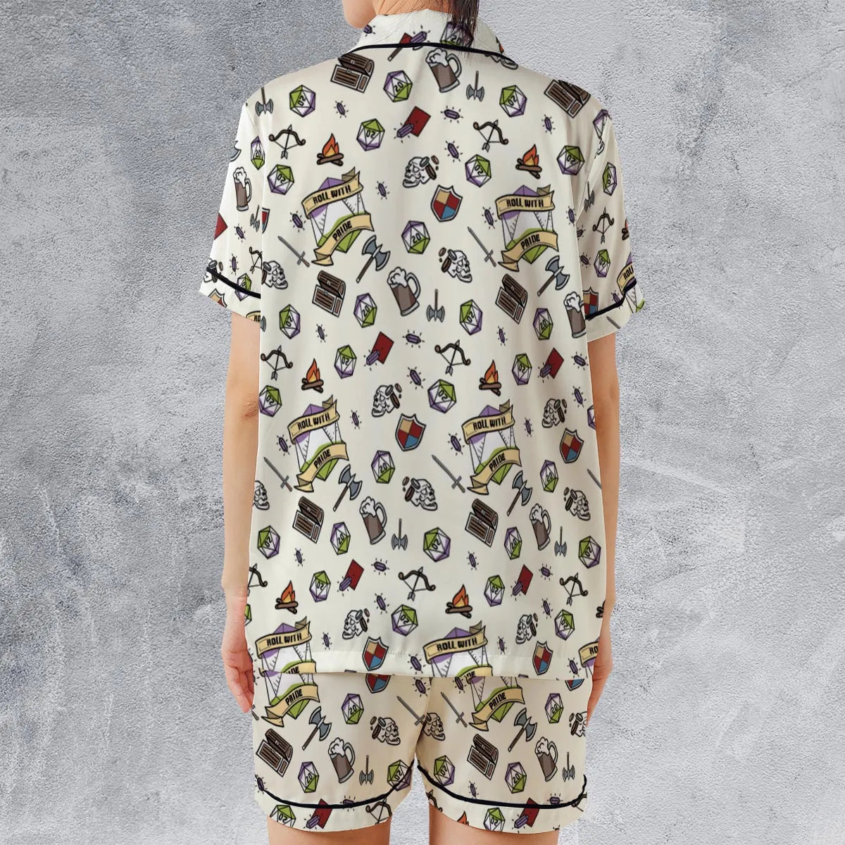 Roll With Pride DnD Satin Short-Sleeve Pajamas Set