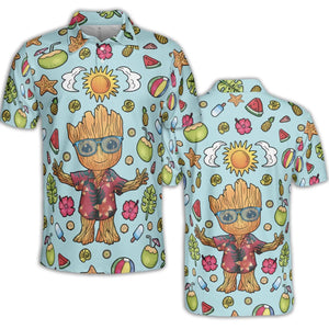 Summer Galaxy Groot AOP Men/Women Polo Shirt